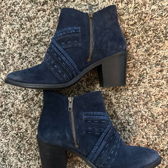 Naughty Monkey Blue Suede Western Style Ankle Boots with a 1.75 in heel - Picture 2 of 3